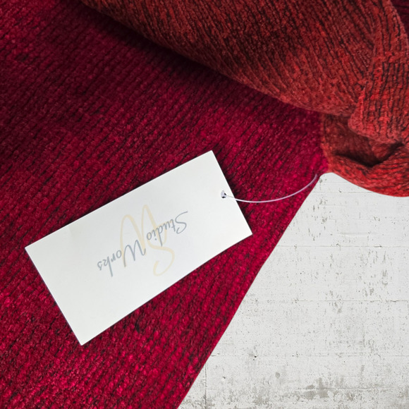 90s Vintage Red Patchwork Chenille Soft Deadstock Crewneck Sweater Size XL - Picture 4 of 9